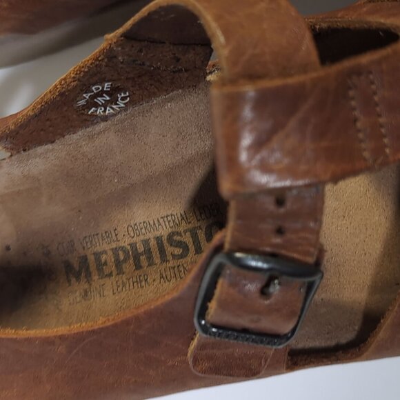 MEPHISTO 40 Mens Sandals Tan Leather MADE IN FRANCE *SOLID Size 6 - Picture 6 of 10